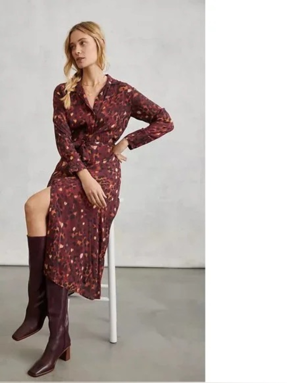 Anthropologie Cloth & Stone Leopard Abstract Gillian Maxi Shirtdress